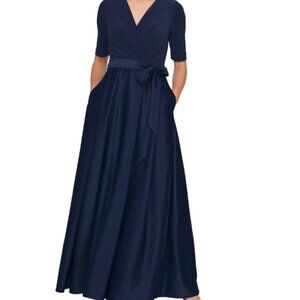 Alex Evenings navy surplice neckline ballgown NWT Size 12P